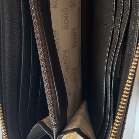 Michael Kors Brown Monogram Coated Canvas Zip Around Wallet - Picture 8 of 10